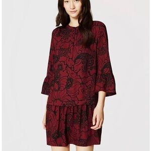 Ann Taylor LOFT | Printed Ruffle Detail Shirtdress